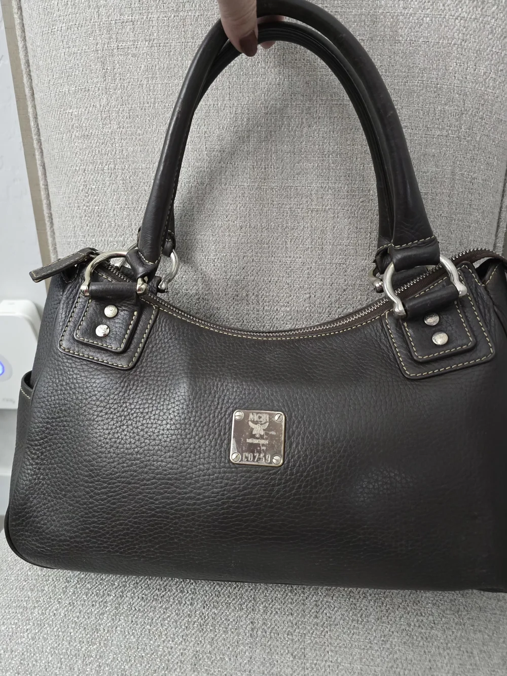 MCM EUC Vintage Dark Brown Pebbled Leather Shoulder Bag